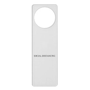 Social distancing black serif typography funny door hanger