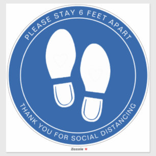 Social Distancing Blue Floor Marker Sticker