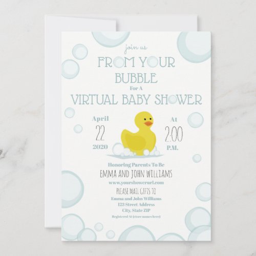 Social Distancing Bubbles Virtual Baby Shower Invitation