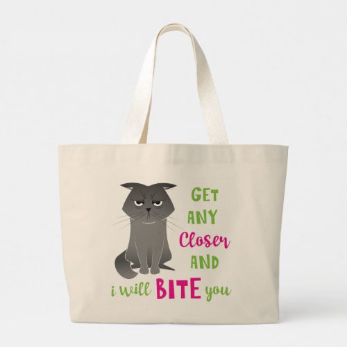 Social Distancing Cat Tote Bag _ I will Bite You