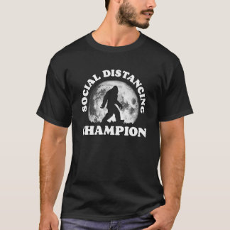 Social Distancing Champion Funny Bigfoot Retro 80s T-Shirt