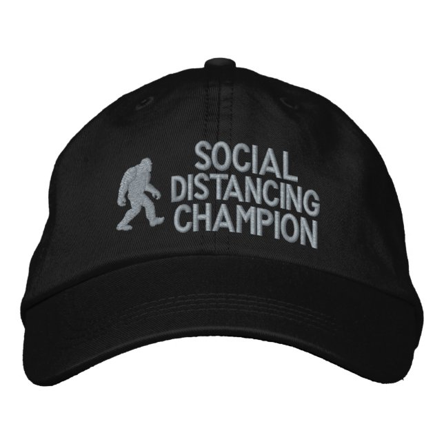 Social Distancing Champion - Squatch Embroidered Baseball Cap (Front)