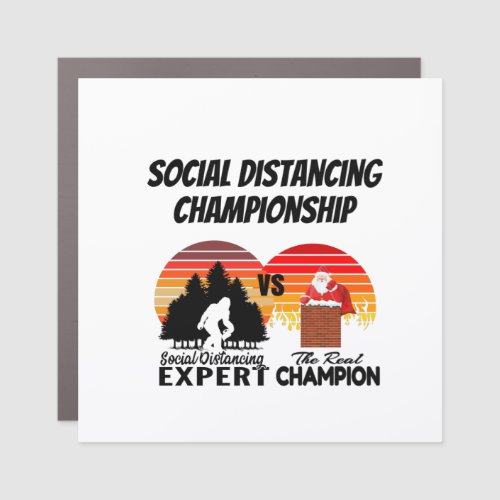 Social Distancing Championship _ Yeti Santa Claus Car Magnet