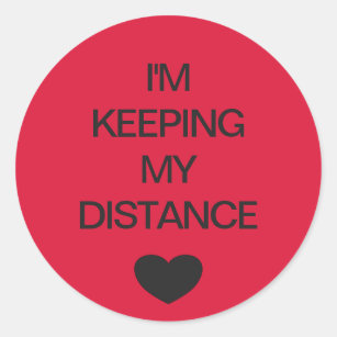 Social distancing color code red wedding classic round sticker