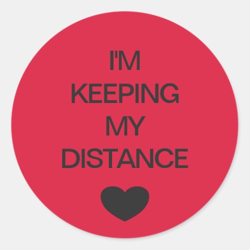 Social distancing color code red wedding classic round sticker
