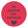 Social distancing color code red wedding classic round sticker