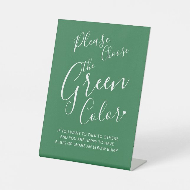 Social distancing color green wedding instruction pedestal sign (Front)