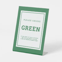 Social distancing color green wedding instruction pedestal sign