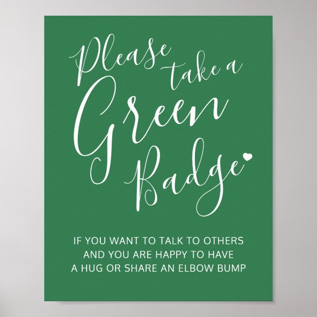 Social distancing color green wedding instruction poster (Front)