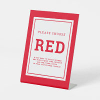 Social distancing color red wedding instruction pedestal sign