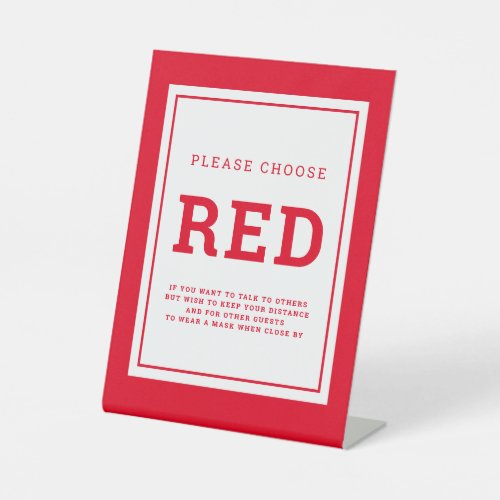Social distancing color red wedding instruction pedestal sign