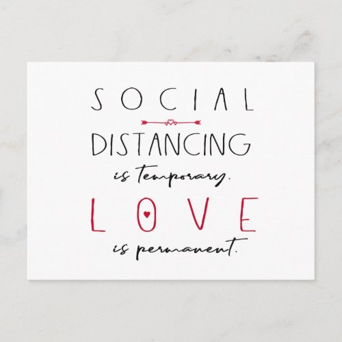 Social distancing coronavirus love typography postcard