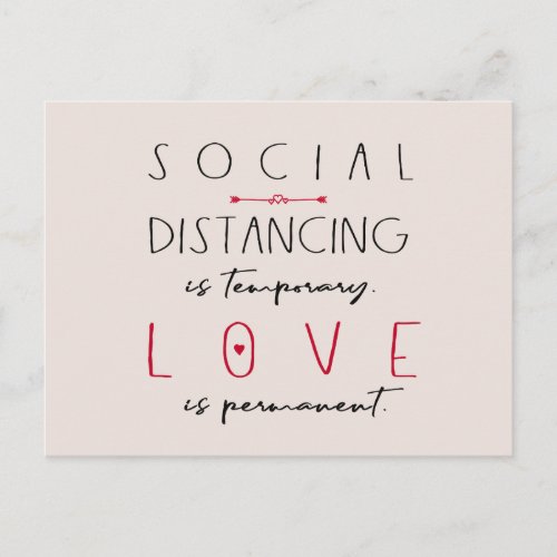 Social distancing coronavirus love typography postcard