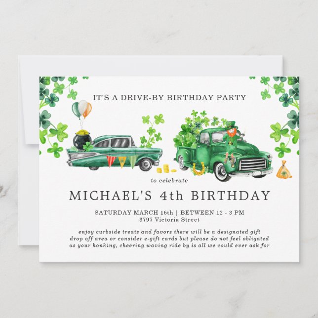 Social Distancing Drive-By Birthday Invitation (Front)