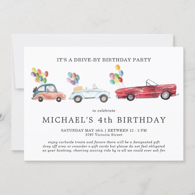 Social Distancing Drive-By Birthday Invitation (Front)