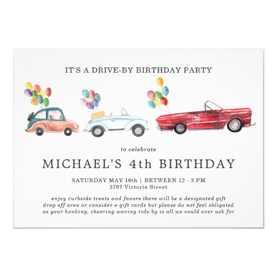 Social Distancing Drive-By Birthday Invitation