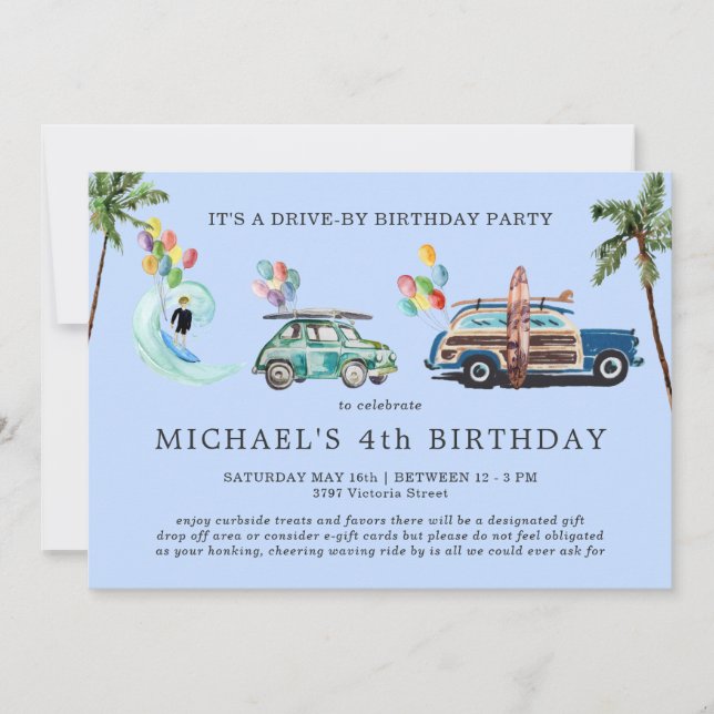 Social Distancing Drive-By Birthday Invitation (Front)