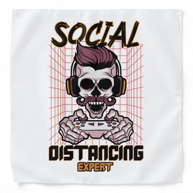 Social distancing expert gaming design bandana (Front)