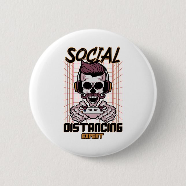 Social distancing expert gaming design button (Front)
