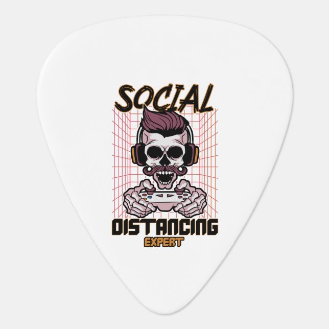 Social distancing expert gaming design guitar pick (Front)