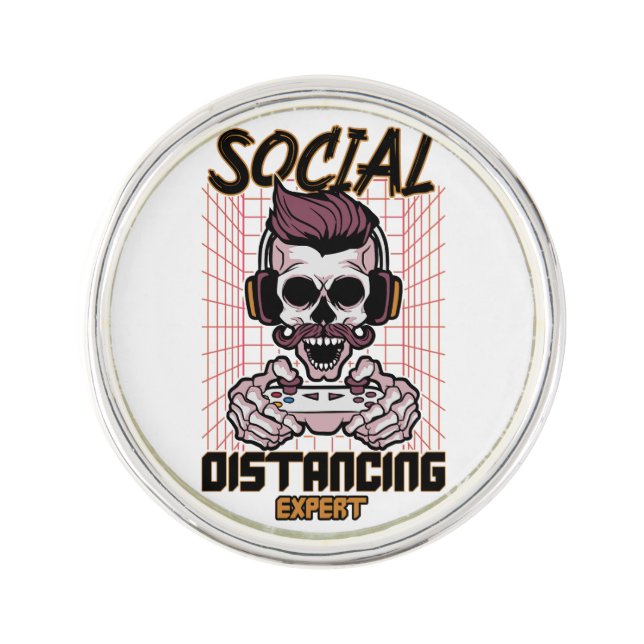 Social distancing expert gaming design lapel pin (Front)