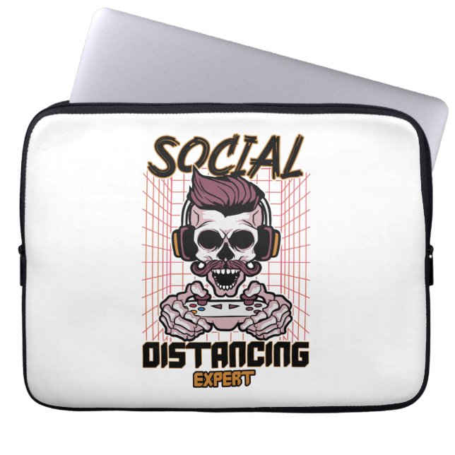 Social distancing expert gaming design laptop sleeve (Front)