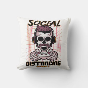 Social distancing expert gaming design throw pillow