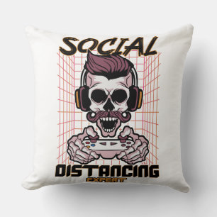 Social distancing expert gaming design throw pillow