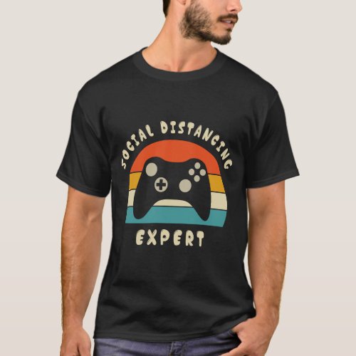 Social Distancing Expert Gaming Vintage Video Game T_Shirt