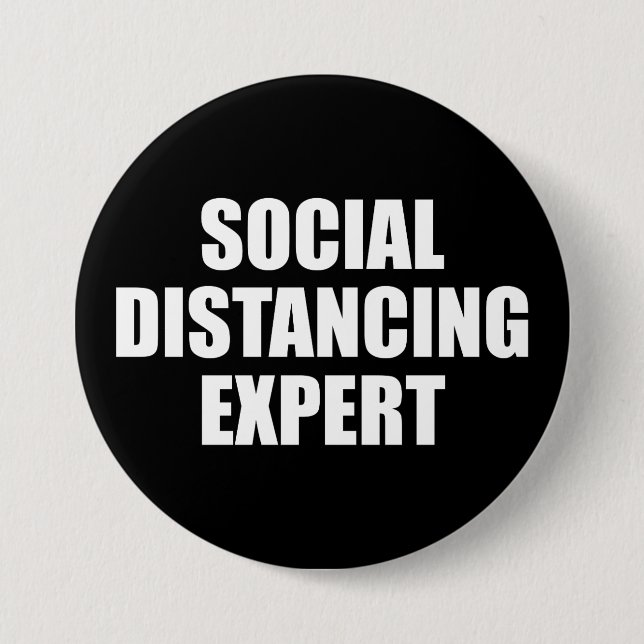 Social Distancing Expert Introvert Antisocial Flu Button (Front)
