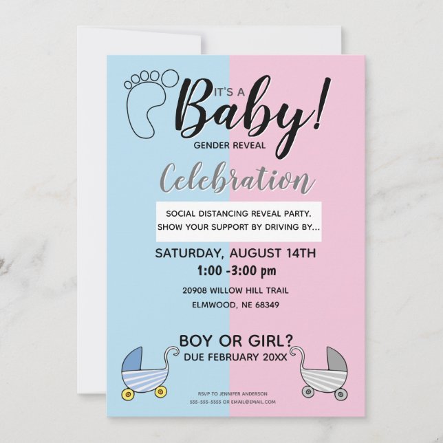Social Distancing Gender Reveal Invitation (Front)