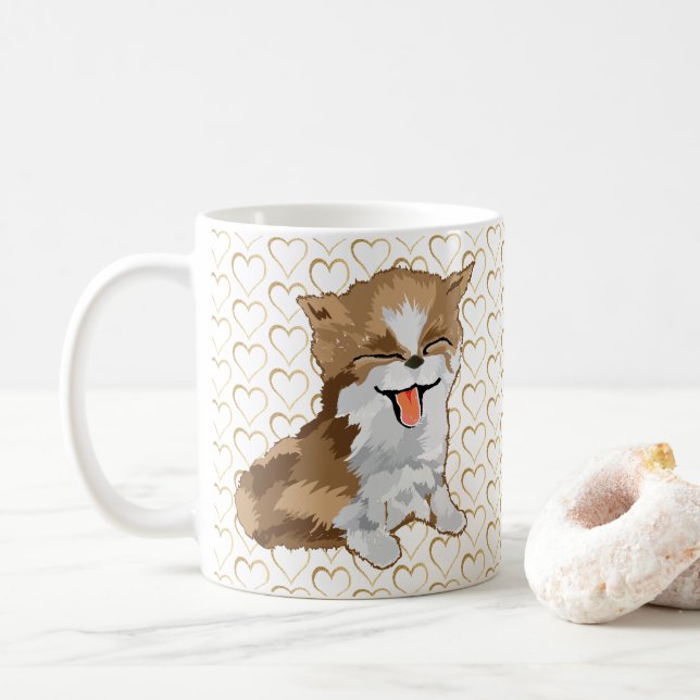 Social Distancing Gold Hearted PurrFerred Coffee Mug (With Donut)