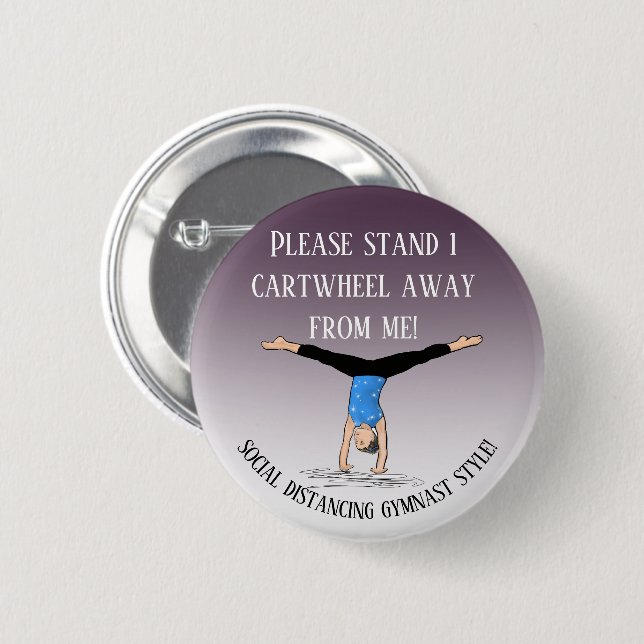 Social distancing gymnast style - 1 cartwheel away button (Front & Back)