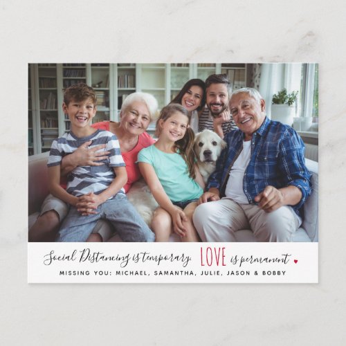 Social distancing isolation family love photo postcard