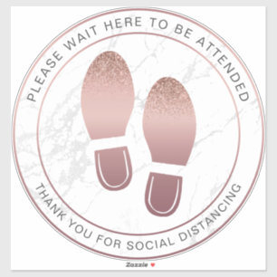Social Distancing Marble Rose Gold Floor Marker Sticker