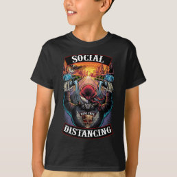 Social Distancing Mens Motorcycle Biker Skull T-Shirt
