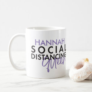 Social distancing queen modern typography design coffee mug