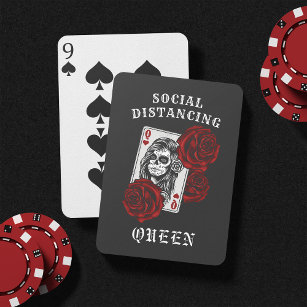 Social Distancing Queen Skull & Roses Playing Cards