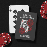 Social Distancing Queen Skull & Roses Playing Cards at Zazzle
