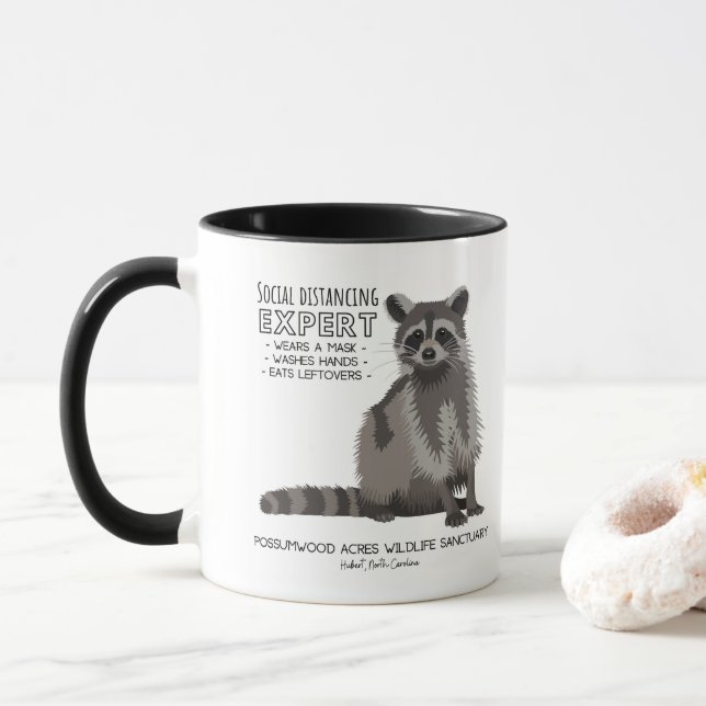 Social Distancing Raccoon Mug (With Donut)