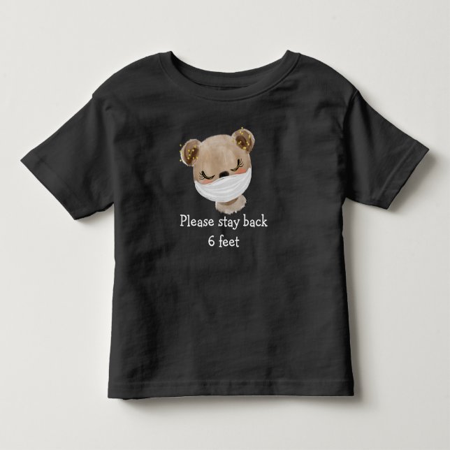 Social Distancing Safety Face Mask Bear Toddler T-shirt (Front)