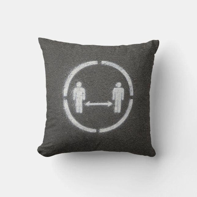Social distancing sign throw pillow (Front)