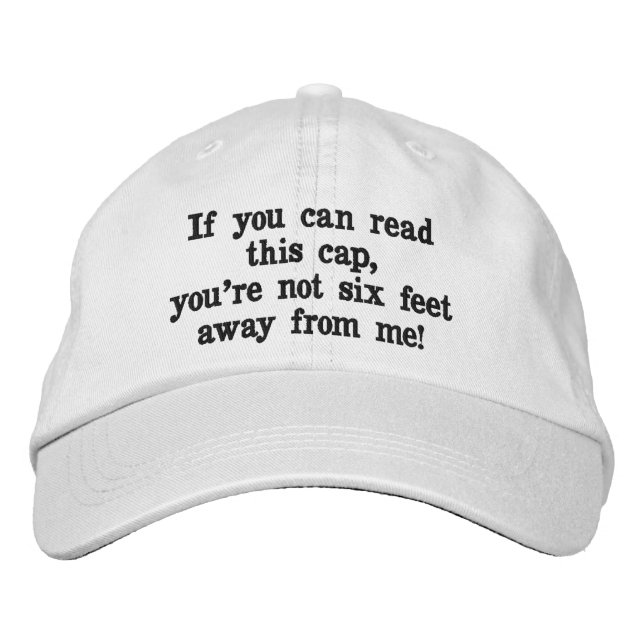 Social Distancing: Six Feet Away Embroidered Baseball Cap (Front)