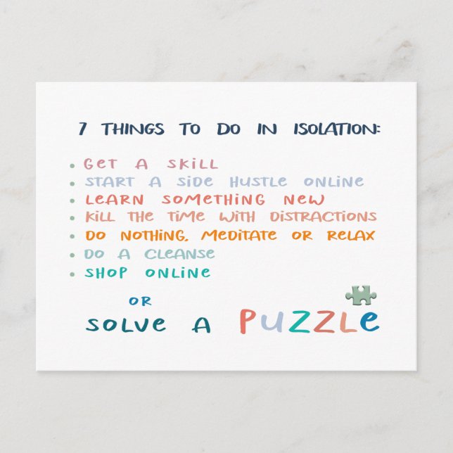 Social distancing stay at home inspiration postcard (Front)