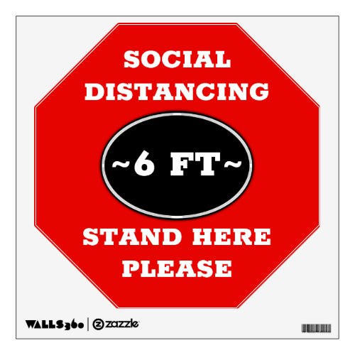 Social Distancing Stop Sign Wall Decal
