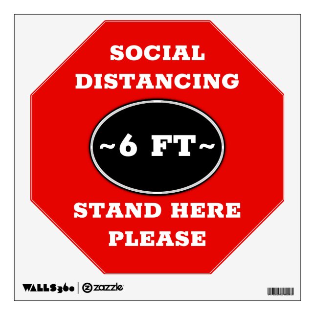 Social Distancing Stop Sign Wall Decal (Front)