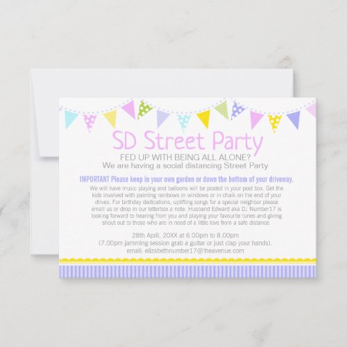 Social distancing street party bunting invitation