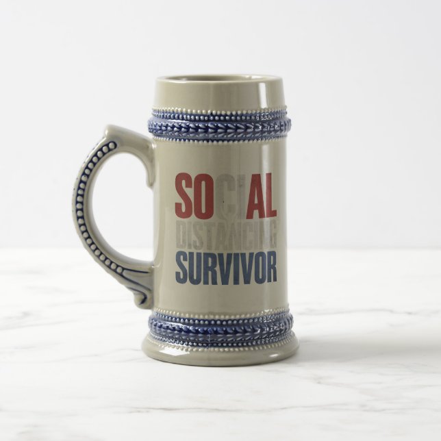 Social Distancing Survivor  Beer Stein (Left)