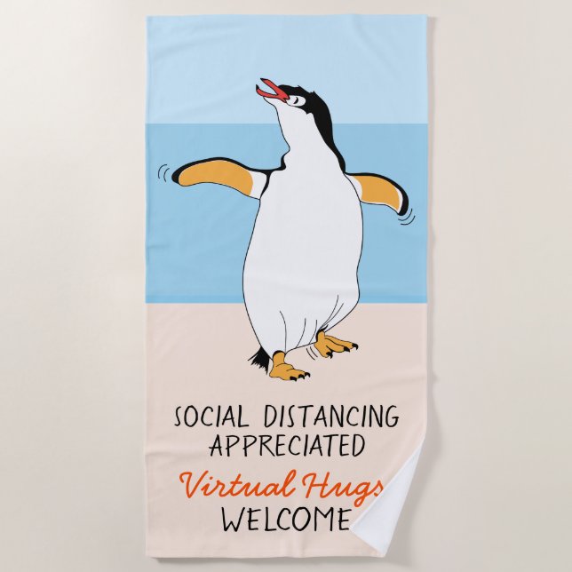 Social Distancing Virtual Hugs Beach Towel (Front)