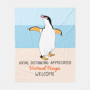 Social Distancing Virtual Hugs Welcom Fleece Blanket